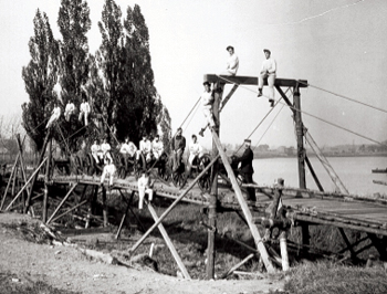 Cadets practice bridge building, 1889. - RMC A1899-001
