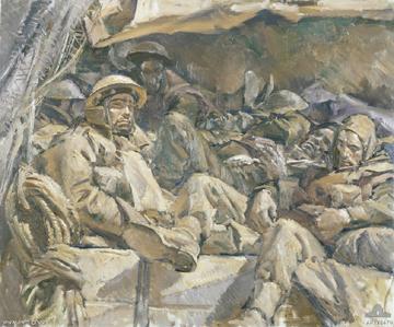 Soldats  l'arrire d'un camion, Libye, Ivor Hele, Australian War Memorial, ART28479