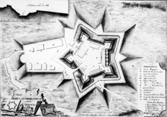 Plan de Fort Cumberland sur l'isthme de la Nouvelle-Écosse, gracieuseté de Bibliothèque et Archives Canada, C-34708