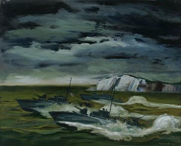 Canadian Motor Torpedo Boats Leaving Dover for Night PatrolPainted by Thomas (Tom) Wood in 1944