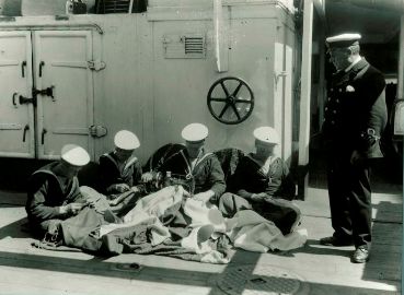 Sailors Sewing Flags, HMCS Niobe
