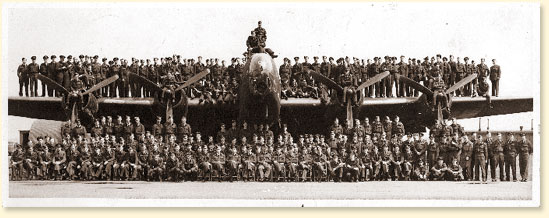 Personnel of 415 Squadron, RCAF, with one of the unit's Handley-Page Halifax heavy bombers, East-Moor, Yorkshire, England 1944-1945 - AN19790128-002