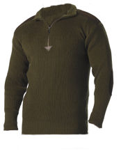 Acrylic commando sweater 1/4 zip olive drab:: Chandail en acrylique de style commando avec une fermeture