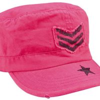 Women adjustable vintage fatigue cap with black sergeant stripes & star