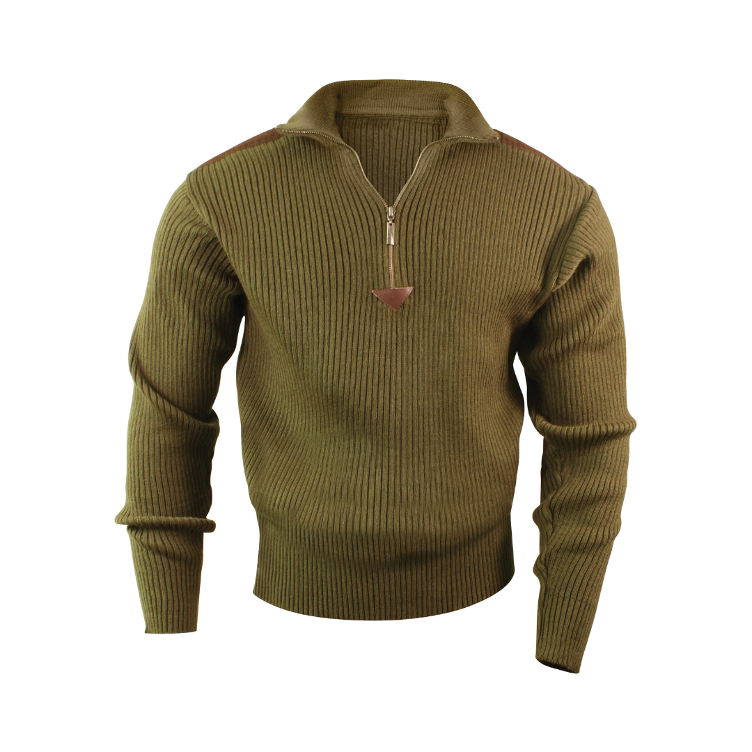 Acrylic commando sweater 1/4 zip olive drab – Canadian War Museum Boutique