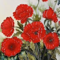 Classic Poppies Decorative Ceramic Tile
