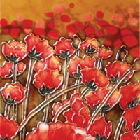 Hill Side Poppies Decorative Ceramic Tile