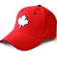 Red Baseball Cap with White Maple Leaf
