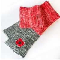 Red and grey Poppy Knitted Scarf