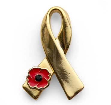 'We Support Our Troops' Gold Ribbon Lapel Pin