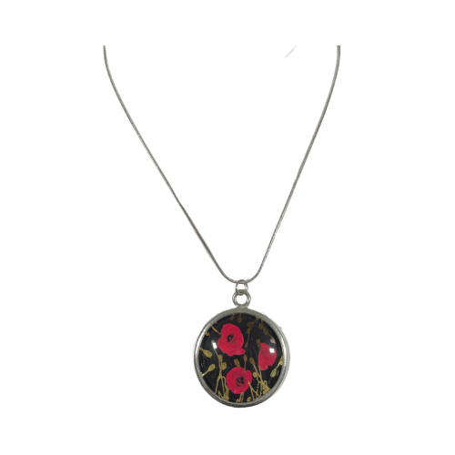 Poppy pendant necklace made in Québec