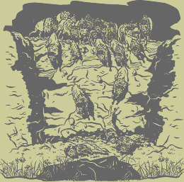 Bison Jump - Drawing: Susan Laurie-Bourque