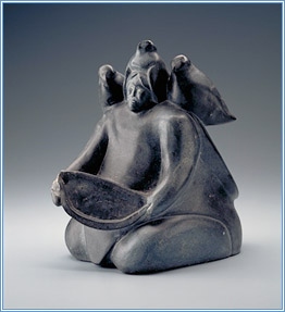 Kneeling Woman with Owls - 
Collection: James Houston - S99-11216