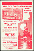 Une radio pour le chalet, Eaton's
Summer Home Handbook 1937, encart.