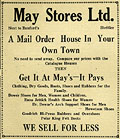May Stores offers better prices than 
the catalogue houses, Stettler Independent, November 1, 1928.
