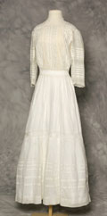 White mercerized mull cotton wedding
dress with torchon insertion