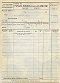 Order form, Pryce Jones Spring Summer 
1912.