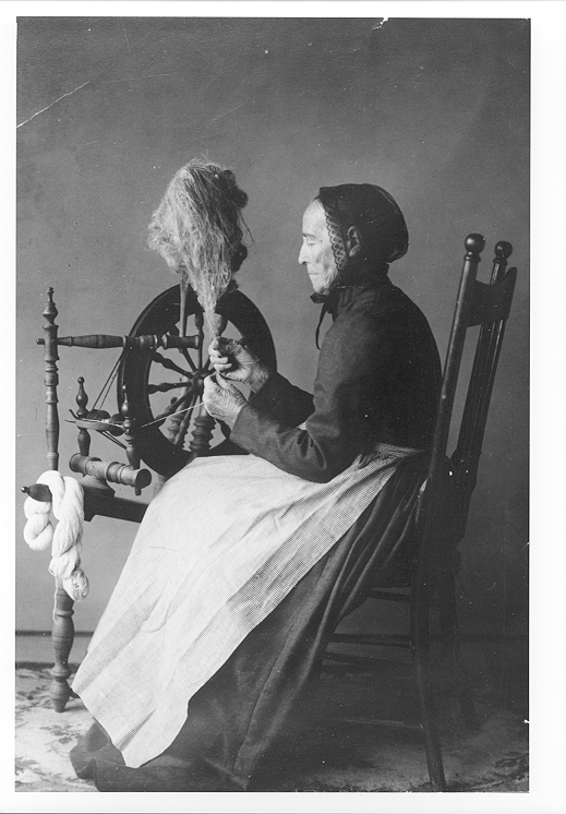 Weaving Homespun Cap a l'Aigle, Quebec  c. 1900  NAC, detail of PA43644