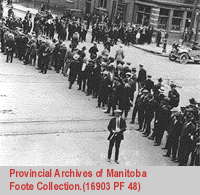 Special Police line up in front of city Hall after riots of 
Bloody Saturday, 1919