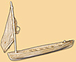 Bateau miniature avec quatre pagaies Bateau miniature avec quatre pagaies