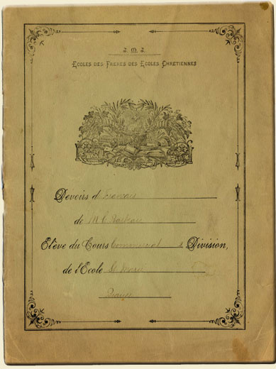  Devoir de Franais de M.C. Barbeau, tudiant du cours commercial 2, Division de l'cole Ste-Marie, Beauce ; Couverture d'un des cahiers de devoir de Marius Barbeau en 1896-1897., © MCC/CMC