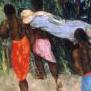 Natives carrying wounded - Sali Herman, Australian War Memorial, ART22885