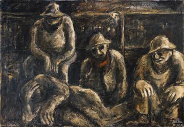 Tocumwal - loading the train, Yosl Bergner, Australian War Memorial, ART92132