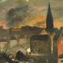 Incendiaries in a suburb, Henry Carr RA, IWM ART LD 1518