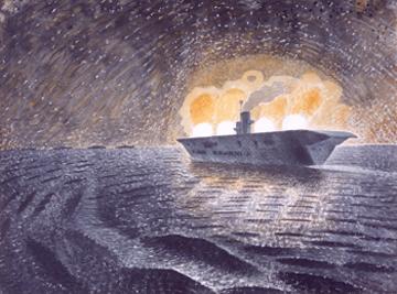 Le HMS Ark Royal en plein combat, Eric Ravilious, Imperial War Museum ART LD 284