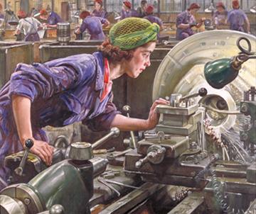 Ruby Loftus screwing a breech-ring, Dame Laura Knight RA, Imperial War Museum, ART LD 2850