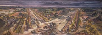 Construction d'une piste d'arodrome, Alan Sorrell, Imperial War Museum ART LD 5674