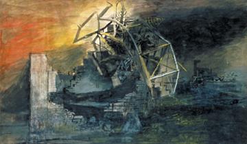 La ville : cage d'ascenseur croule, Graham Sutherland OM, Imperial War Museum ART LD 893