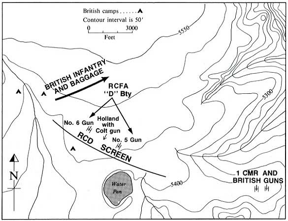 Boer War Maps - Map of the Battle of Leliefontein, 9 a.m., 7 November 1900.  Credit : Carman Miller, 'Painting the Map Red: Canada and the South African War 1899-1902'.  Canadian War Museum and McGill-Queen's University Press, Montreal and Kingston, 1993. p. 272