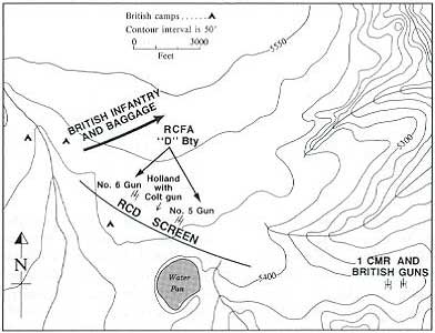 Boer War Maps - Map of the Battle of Leliefontein, 9 a.m., 7 November 1900.  Credit : Carman Miller, 'Painting the Map Red: Canada and the South African War 1899-1902'.  Canadian War Museum and McGill-Queen's University Press, Montreal and Kingston, 1993. p. 272