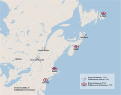 French and British settlements, (Canadian War Museum, 1.D.1.1-CGR3)