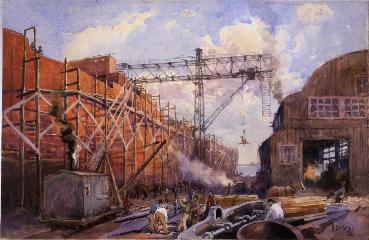 Polsons Iron Work Yard, Ship War Hydra on Stocks