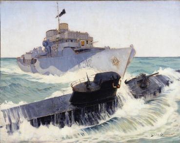 HMCS Ville de Qubec Gets a SubPainted by Harold Beament in 1943