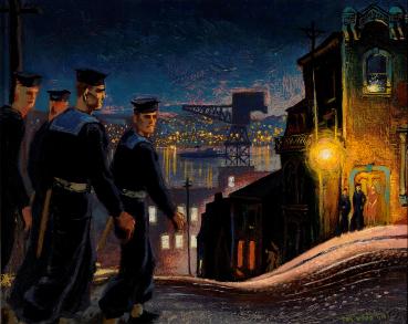Barrington Street Patrol, HalifaxPainted by Thomas (Tom) Wood in 1945