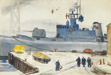 Xmas in the DockyardPainted by Frank Harley around 1965