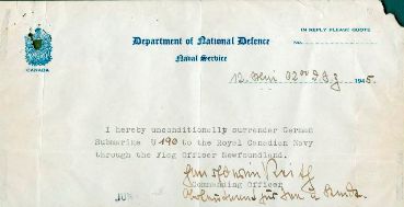 U-190 Surrender Document