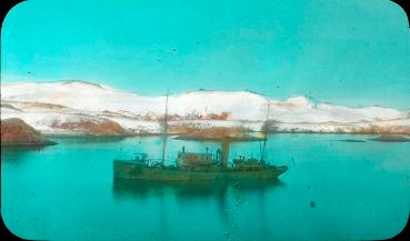 HMCS Thiepval in Nazan Bay, Atka Island, in the Aleutians