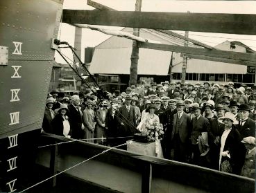 Launching HMCS Saguenay, July 1930