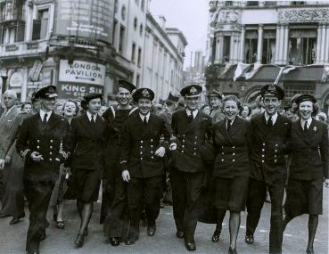Canadian Naval Staff in London on V-E Day