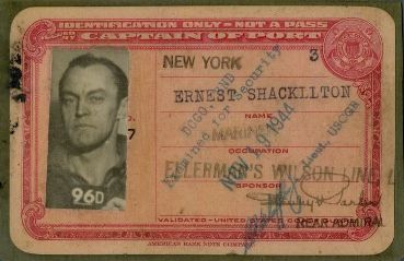 Port of New York Identity Card, Ernest Shackleton