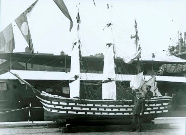 View of "Victory" Boat alongside HMCS Niobe