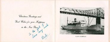 Christmas Card, SS Lady Rodney