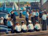 Seamen on Jetty Being Instructed on Bends and Hitches Painted by Rowley Murphy in 1943