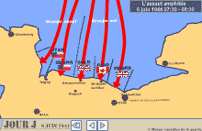 Carte illustrant les mouvements des troupes alliées au Jour J