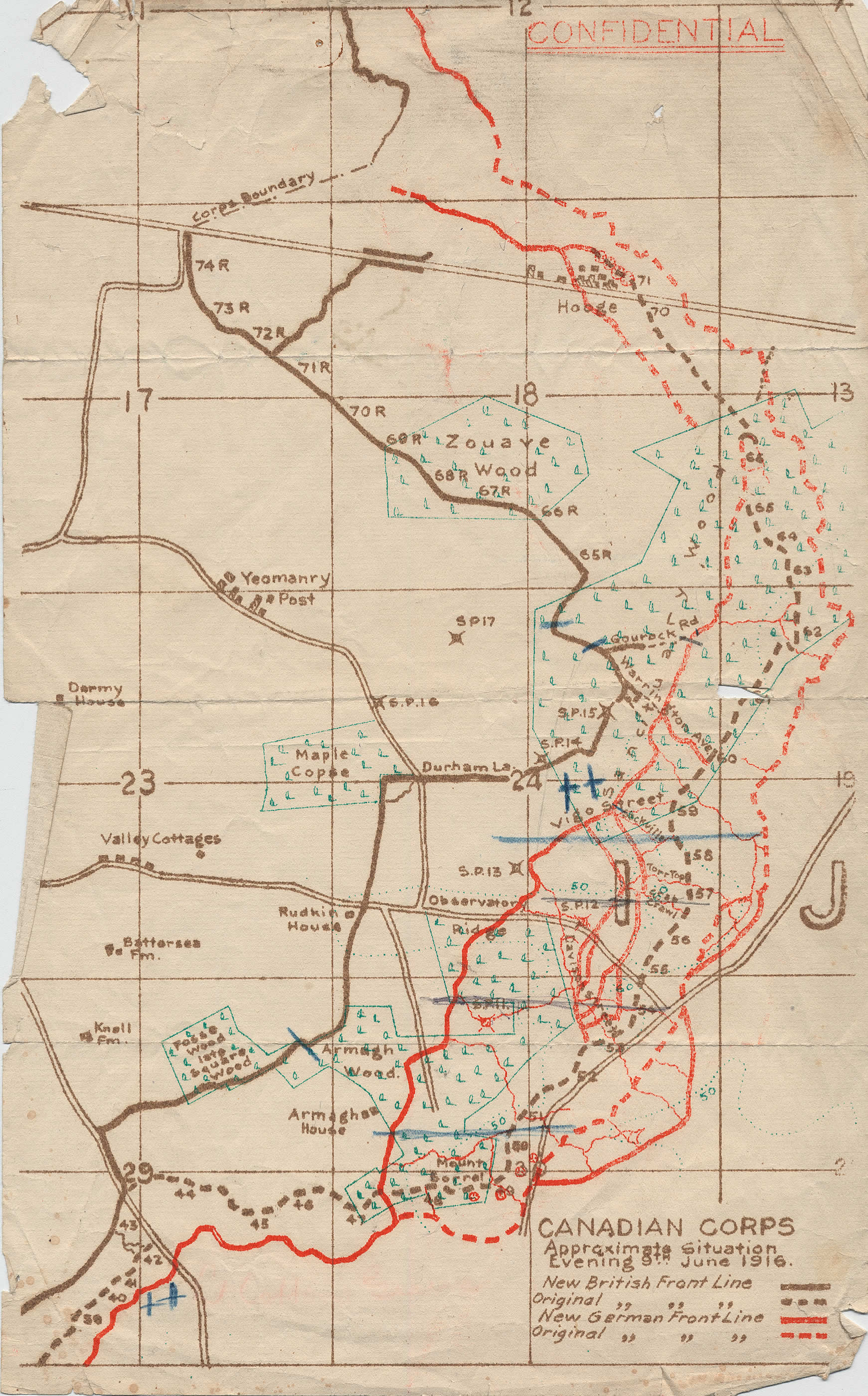 Canadian Positions after the First Attack