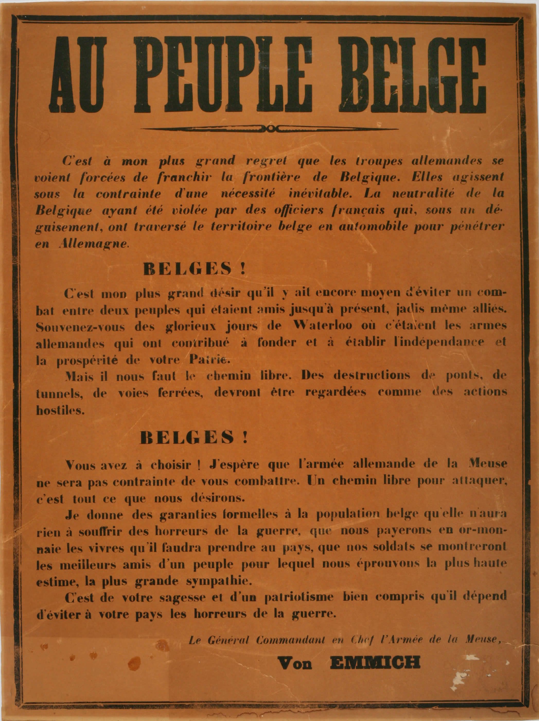 <i>To the Belgian People</i>